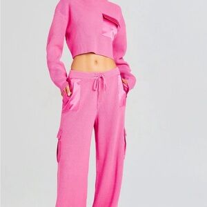 Pink DONNA MID CROPPED SWEATER and PANTS